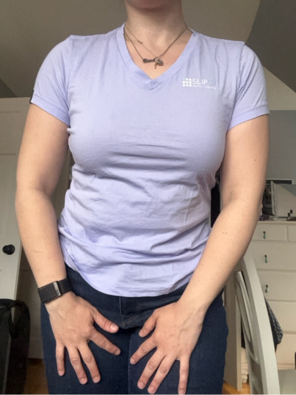 SLIP 77 Lavender V-Neck Short Sleeve Tee